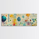 Framed Canvas Print of Science Art with Abstract Diagrams, Therapy Art, Brain Art, Panoramic Wall Art, Horizontal Living Room Art