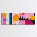 Modern Abstract Canvas Print Pink Orange Wall Art Geometric Whimsical Design Minimalist Art Above Sofa Extra Wide Unique Decor