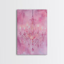 Elegant Pink Chandelier Canvas Print | Romantic Light Wall Art | Rustic Wall Decor | Bedroom Accent | Above Sofa Art | Farmhouse Vibe
