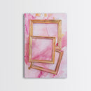 Golden Frames on Pink Canvas Print | Abstract Minimalist Wall Art | Rustic Gold Decor | Wabi Sabi Aesthetic | Living Room Accent | Gift Idea