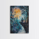 Magical Nightscape Framed Canvas Print Whimsical Fantasy Art Moody Wall Art Gift Idea Living Room Decor Dark Romantic Artwork