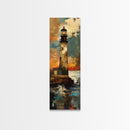 Rustic Lighthouse, Nautical Wall Art, Moody Painting, Coastal Landscape, Seascape Painting, Framed Canvas Print