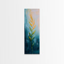 Botanical, teal and gold, minimalist art, wabi sabi art, vertical wall art, framed canvas print, modern decor, bedroom art