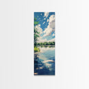 Lake Reflection, Landscape Painting, Moody Art, Coastal Decor, Above Sofa Art, Bedroom Art, Framed Canvas Print