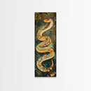 Coiled Snake, Wildlife Painting, Moody Art, Rustic Decor, Extra Wide Art, Above Sofa Art, Living Room Art, Framed Canvas Print