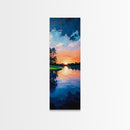 Lake Sunset, Reflections, Moody Art, Framed Canvas Print, Coastal Landscape Art, Horizontal Wall Art, Above Sofa Art