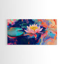 Water Lily, koi fish painting, botanical prints, pink orange wall art, floral painting, nature wall art, framed canvas print