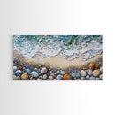 Coastal decor, beach painting, framed canvas print, extra wide art, ocean waves, seascape painting, rustic wall art, nautical wall art