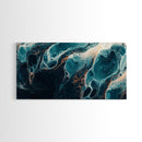 Abstract Fluid Art, moody art, blue and green wall art, wabi sabi art, extra wide art, horizontal wall art, Canvas Print