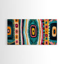 Geometric Abstract, bold colors, sacred geometry art, tribal design, vibrant patterns, extra wide art, Framed Canvas Print, boho art
