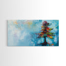 Vibrant Pine Tree, pine tree art, landscape painting, blue and green wall art, colorful abstract art, wabi sabi art, Canvas Print