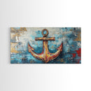 Nautical Anchor, Coastal Decor, Rustic Wall Art, Extra Wide Art, Nautical Wall Art, Horizontal Wall Art, Framed Canvas Print, Living Room Art