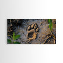 Animal Paw Print, rustic decor, moody art, nature painting, wildlife art, earthy tones, textured wall art, Framed Canvas Print
