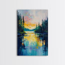 Golden Glow, lake Tahoe art, mountain painting, landscape painting, above bed wall art, framed canvas print, panoramic painting