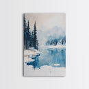 Snowy Mountain Scene, pine tree art, smoky mountain art, landscape painting, framed canvas print, rustic wall art, above sofa art