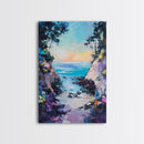 Coastal Cove, seascape painting, coastal decor, nautical wall art, blue and green wall art, framed canvas print, guest room art