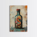 Snake in Bottle Canvas Print Dark Fantasy Art, Mysterious Wall Decor, Surrealism Artwork, Eclectic Home Decor, Gothic Wall Art