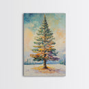 Winter Pine Tree Canvas Print Seasonal Landscape Art Snowy Forest Painting Nature Wall Art Christmas Home Decor Cozy Living Room