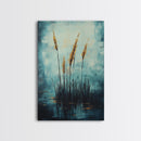 Golden Reeds Framed Canvas Print Minimalist Nature Art Tranquil Landscape Wall Decor Modern Aesthetic Living Room Home Gift