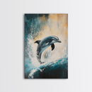 Jumping Dolphin, Dolphin Painting, Coastal Decor, Nautical Painting, Seascape Art, Ocean Art, Canvas Print, Gift Idea