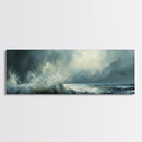 Stormy Ocean Waves Framed Canvas Print Dark Seascape Art, Moody Coastal Decor, Large Nautical Painting, Office or Living Room Art