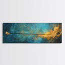 Cosmic Fishing Line Canvas Print Abstract Space Wall Art Gold and Blue Modern Artwork Celestial Decor Living Room Framed Art
