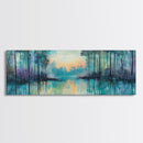 Twilight Lake Canvas Print Tranquil Nature Wall Art, Reflective Water Landscape, Mystical Forest Painting, Serene Bedroom Wall Decor