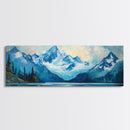 Mountain Lake Framed Canvas Print, Snowy Peak Nature Art, Adventure Home Decor, Alpine Forest Wall Art, Cabin Living Room Wall Decor