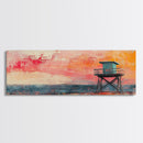 Lifeguard Tower Beach Art, Vibrant Coastal Sunset Painting, Colorful Ocean Wall Decor, Modern Beach House Art, Living Room Wall Art