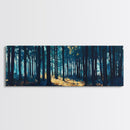 Enchanted Forest Art Framed Canvas Print - Dark Moody Woodland Painting, Nature Wall Art, Mystical Trees, Living Room Aesthetic