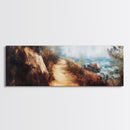 Seaside Trail Painting Framed Canvas Print - Coastal Landscape Art, Beach Pathway Wall Decor, Ocean Sunset Scene, Home Aesthetic