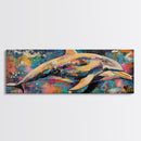 Vibrant Dolphin Art Canvas Print Ocean Wall Art Coastal Decor Colorful Animal Painting Modern Beach House Art Nautical Gift