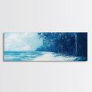 Ocean Shore, Coastal Landscape, Nautical Wall Art, Framed Canvas Print, Beach House Decor, Monochrome Seascape, Tranquil Art, Water Scene