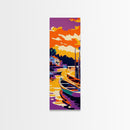 Sunset Boats, Vibrant Lake Scene, Framed Canvas Print, Nautical Wall Art, Living Room Art, Colorful Landscape, Coastal Decor, Cabin Art