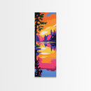 Autumn Pines, Golden Sunset, Framed Canvas Print, Woodland Wall Art, Cozy Nature Decor, Warm Fall Painting, Cabin Living Room Art