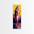 Jumping Fish, Bass Fishing Art, Vibrant Lake Scene, Bold Outdoor Wall Decor, Cabin Aesthetic, Nature Lover Gift, Framed Canvas Print