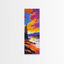 Lakeside Evening, Colorful Nature, Autumn Sunset, Framed Canvas Print, Landscape Wall Art, Living Room Decor, Vibrant Painting