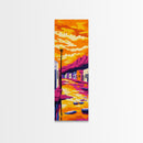 Desert Town Sunset, Southwest Landscape, Vibrant Colors, Framed Canvas Print, Boho Wall Art, Warm Tones, Southwestern Home Decor