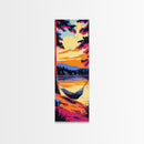 Hammock Retreat, Lake Sunset, Relaxing Art, Framed Canvas Print, Bedroom Wall Art, Peaceful Landscape, Outdoor Vibes Painting
