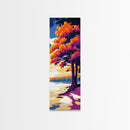 Tree, Orange Leaves, River, Reflection, Canvas Print, Fall Landscape, Rustic Decor, Cabin Wall Art, Vibrant Autumn Art, Office Wall Art