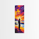 Lone Figure, Sunset Beach, Serene Ocean Scene, Moody Coastal Print, Contemplative Wall Art, Minimalist Aesthetic, Canvas Print