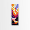 Mountain Sunset, River Reflection, Nature Escape, Framed Canvas Print, Boho Art, Living Room Decor, Scenic Landscape, Vibrant Colors