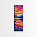 Twilight Lake, Mountain Reflection, Framed Canvas Print, Nature Wall Art, Autumn Landscape, Living Room Decor, Sunset Colors