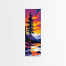 Mountain Lake, Autumn Sunset, Vibrant Nature Art, Rustic Cabin Decor, Woodland Landscape, Framed Canvas Print, Bedroom Wall Art
