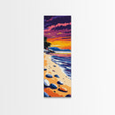 Tranquil Shoreline Sunset, Framed Canvas Print, Serene Beach Art, Vibrant Ocean View, Coastal Living Decor, Boho Aesthetic