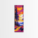 Sunset Path, Vibrant Landscape, Autumn Woods, Nature Print, Framed Canvas Print, Modern Wall Art, Rustic Decor, Bedroom Wall Art