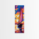 Sailboat, Sunset, Ocean, Reflection, Framed Canvas Print, Nautical Wall Art, Living Room Art, Vibrant Wall Print, Summer Art