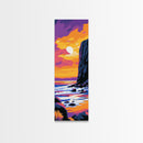 Cliff Sunset, Ocean, Scenic, Dreamy, Framed Canvas Print, Coastal Art, Nautical Decor, Office Wall Art, Vibrant Landscape, Ocean Waves