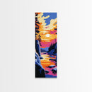 Mountain Lake Sunset, Vibrant Nature Art, Autumn Landscape Print, Cozy Cabin Decor, Scenic Wall Art, Framed Canvas Print