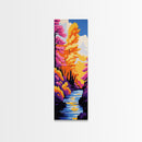 River Landscape, Colorful Trees, Abstract Nature Art, Autumn Scene, Vibrant Wall Art, Eclectic Home Decor, Framed Canvas Print